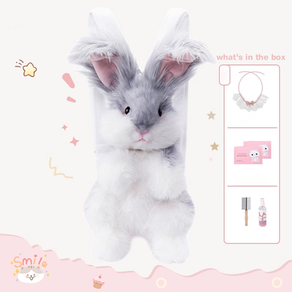 Angora Rabbit Backpack Plush Bunny Bag for Daily Use