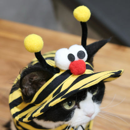 Bee Outfit: Cotton Striped Shirt + Hat DevonRex Sphynx Cat Clothes