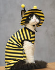 Sphynx Cat Outfit Set – Bee Striped Cotton Shirt & Hat