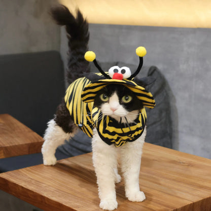 Bee Outfit: Cotton Striped Shirt + Hat DevonRex Sphynx Cat Clothes