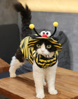 Sphynx Cat Outfit Set – Bee Striped Cotton Shirt & Hat