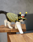 Sphynx Cat Outfit Set – Bee Striped Cotton Shirt & Hat