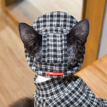 Black &amp; White Plaid Tee + Hat – Devon/Sphynx Cat Clothes