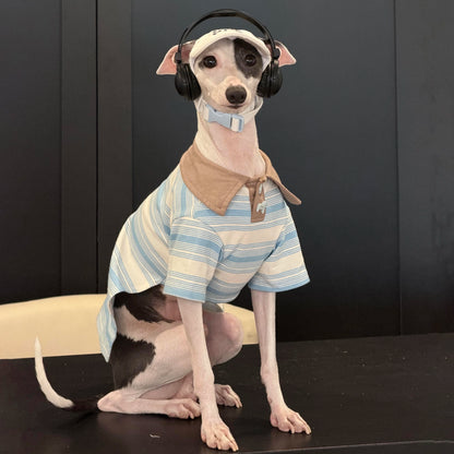 Striped Short-Sleeve Polo for Dogs, Cats &amp; Sighthounds