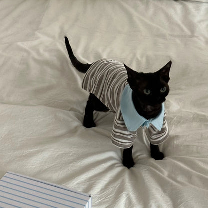 Striped Short-Sleeve Polo for Dogs, Cats &amp; Sighthounds
