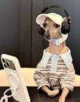 Sighthound Polo Shirt – Striped Cotton Tee for Whippets & Iggies