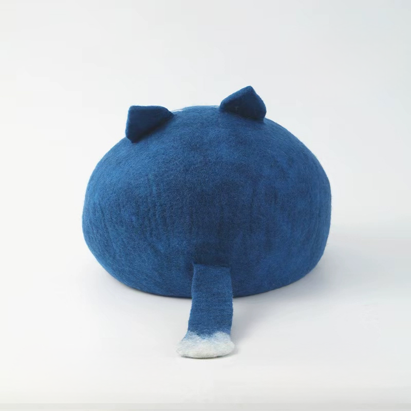 Blue Cat Wool Cave Cozy Hideaway for Cats