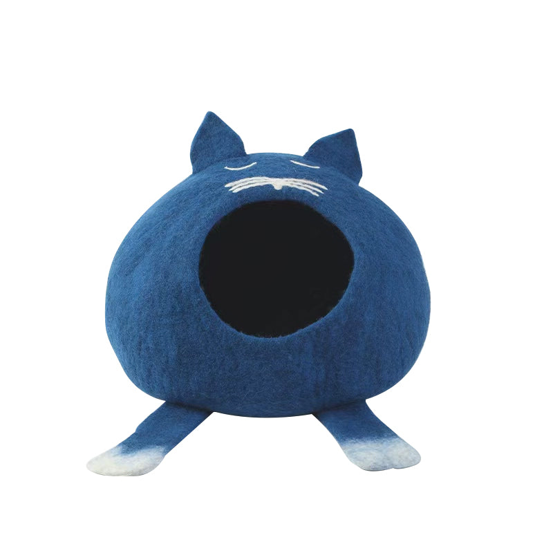 Blue Cat Wool Cave Cozy Hideaway for Cats