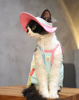 Sphynx Cat Outfit Set – Cherry Tee & Knit Hat