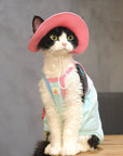Sphynx Cat Outfit Set – Cherry Tee & Knit Hat