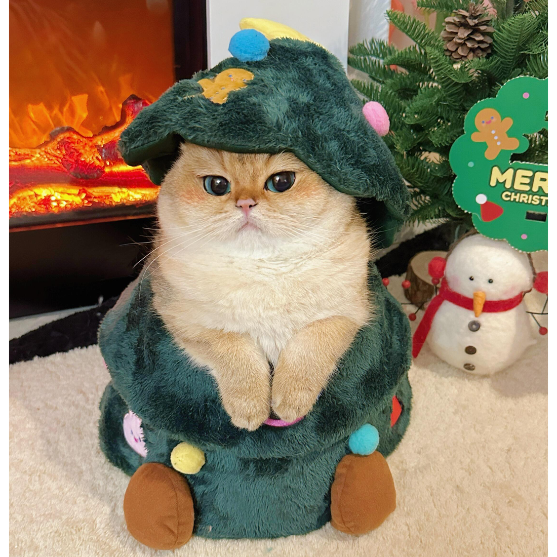 Christmas Tree Plush Cat Den