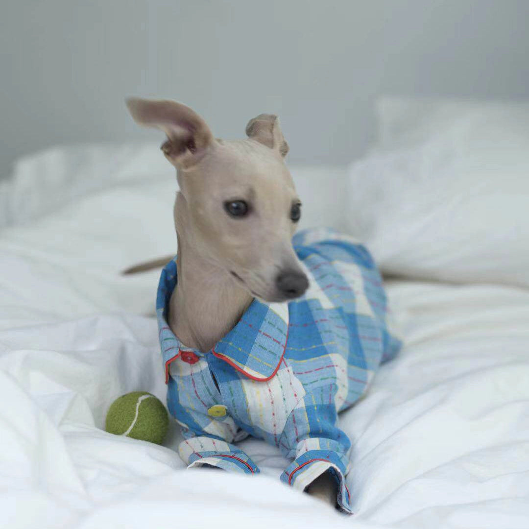 Cotton-Linen Plaid Pajamas for Greyhounds &amp; Whippets