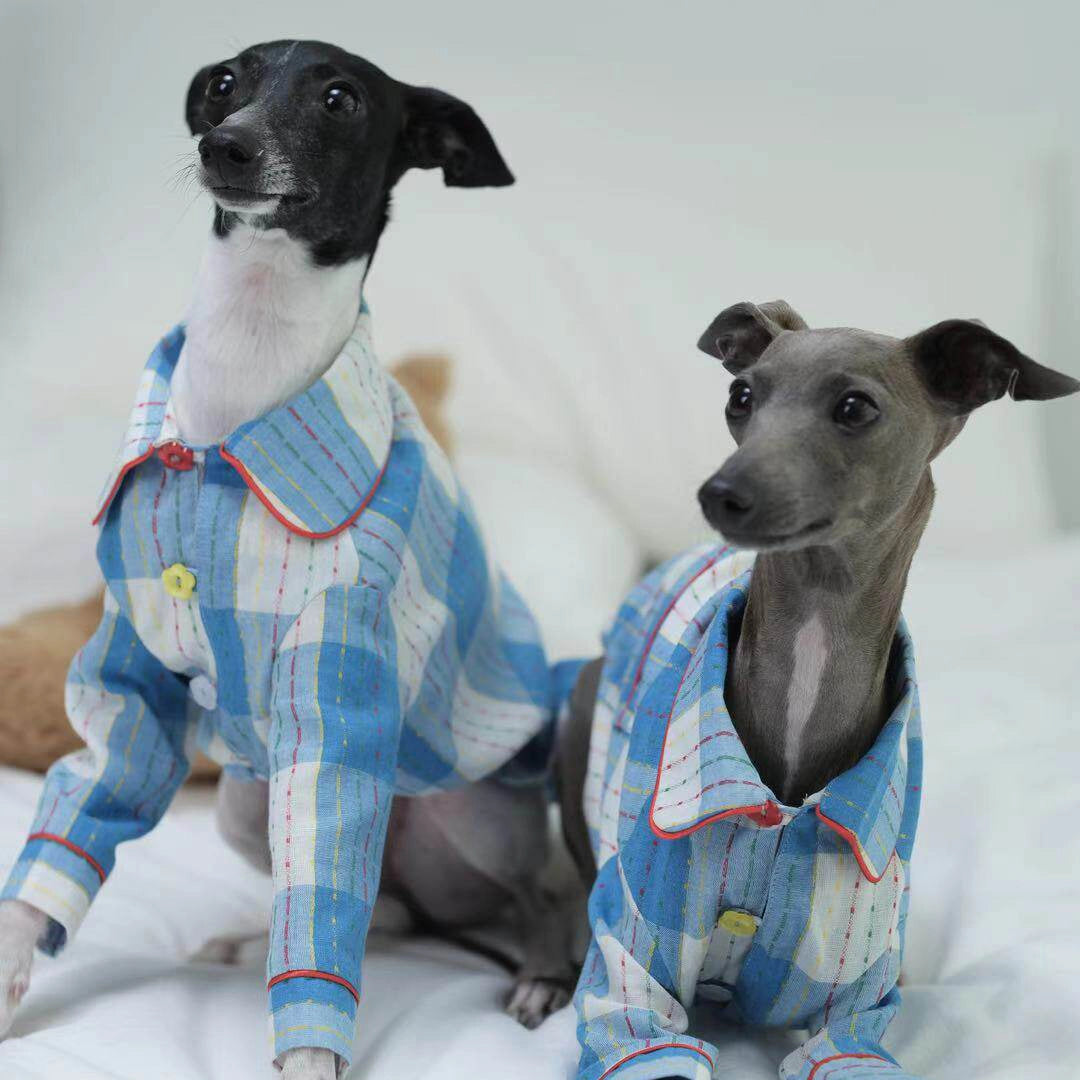 Cotton-Linen Plaid Pajamas for Greyhounds &amp; Whippets
