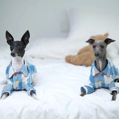 Cotton-Linen Plaid Pajamas for Greyhounds &amp; Whippets