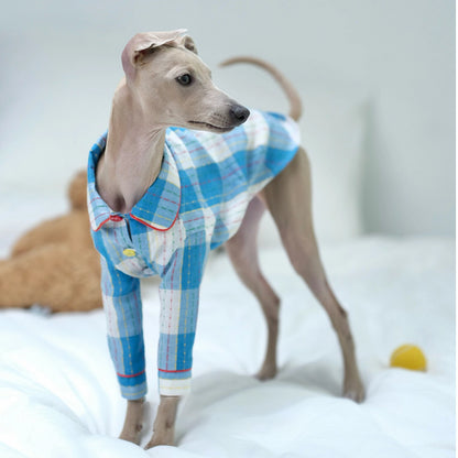 Cotton-Linen Plaid Pajamas for Greyhounds &amp; Whippets