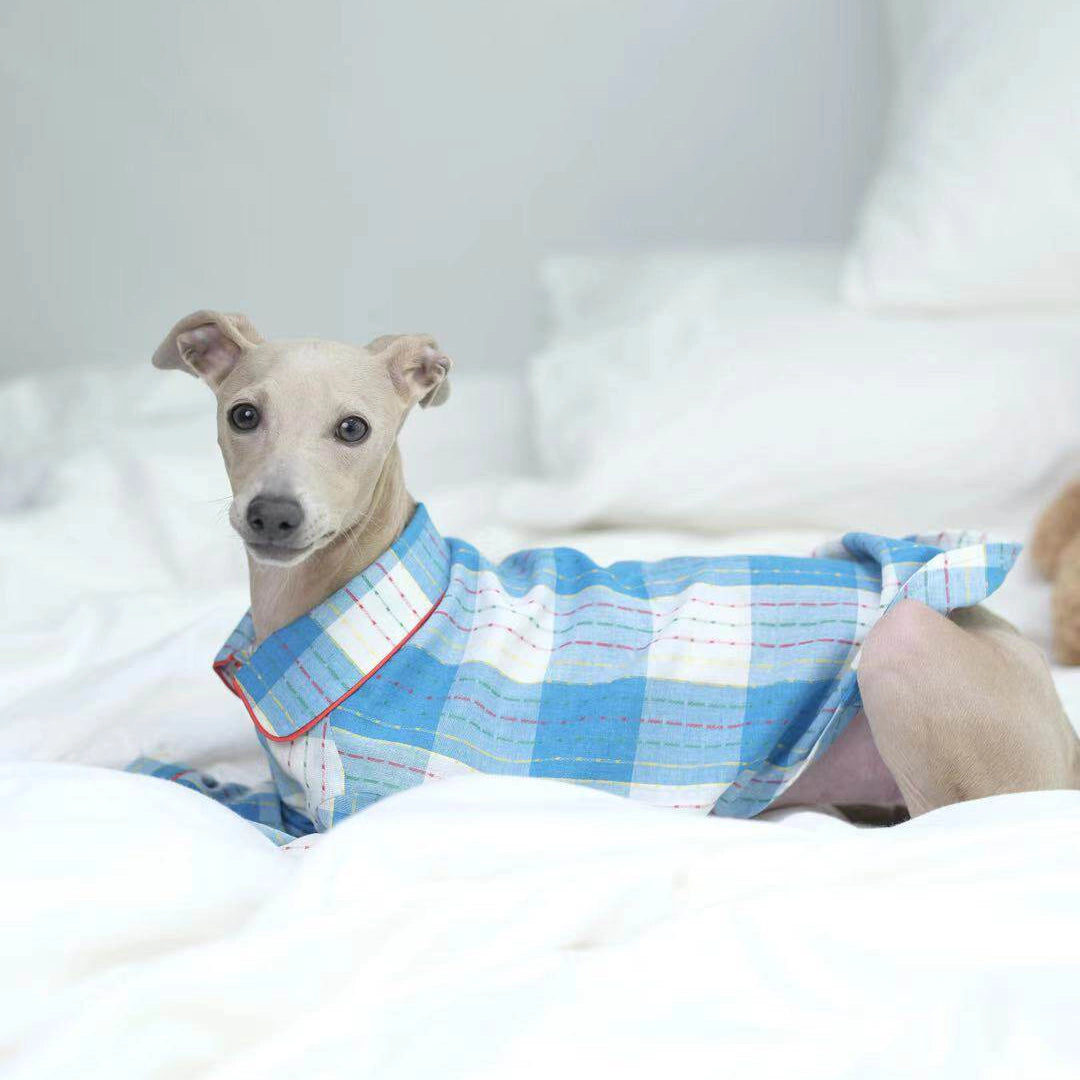 Cotton-Linen Plaid Pajamas for Greyhounds &amp; Whippets