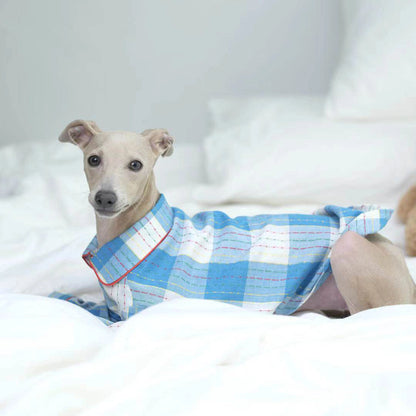Cotton-Linen Plaid Pajamas for Greyhounds &amp; Whippets