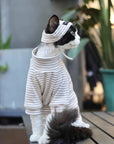 Sphynx Cat Turtleneck – Striped Cotton Base Layer (3 Colors)