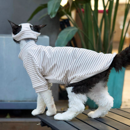 Cotton Stripe Turtleneck Shirt DevonRex Sphynx Cat Clothes