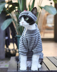 Sphynx Cat Turtleneck – Striped Cotton Base Layer (3 Colors)