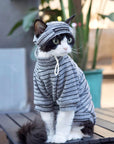 Sphynx Cat Turtleneck – Striped Cotton Base Layer (3 Colors)