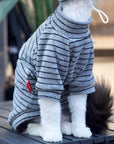 Sphynx Cat Turtleneck – Striped Cotton Base Layer (3 Colors)