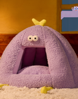 Cozy Plush Monster Cat Bed