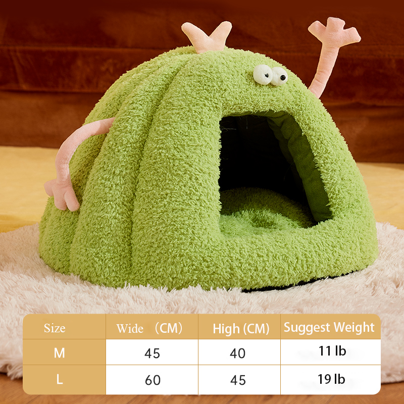 Cozy Plush Monster Cat Bed