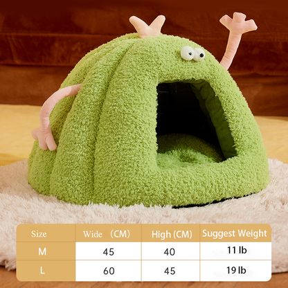 Cozy Plush Monster Cat Bed