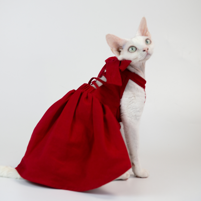 Elegant Red Backless Dress For Cats