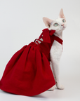 Cat Dress – Elegant Red Backless Gown for Sphynx & Devon Rex