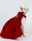 Cat Dress – Elegant Red Backless Gown for Sphynx & Devon Rex