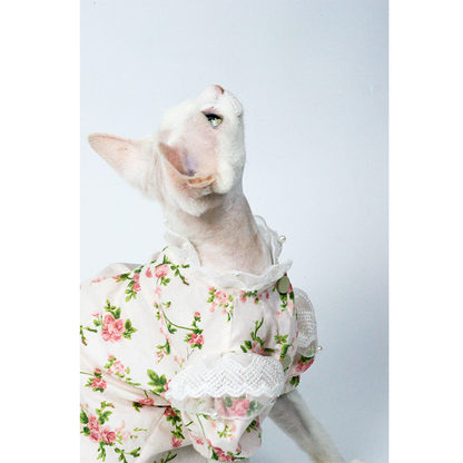 Floral Dress With Lace For Cats