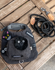 Cat Harness Backpack Set – Charcoal Denim (Harness, Leash & Hat)