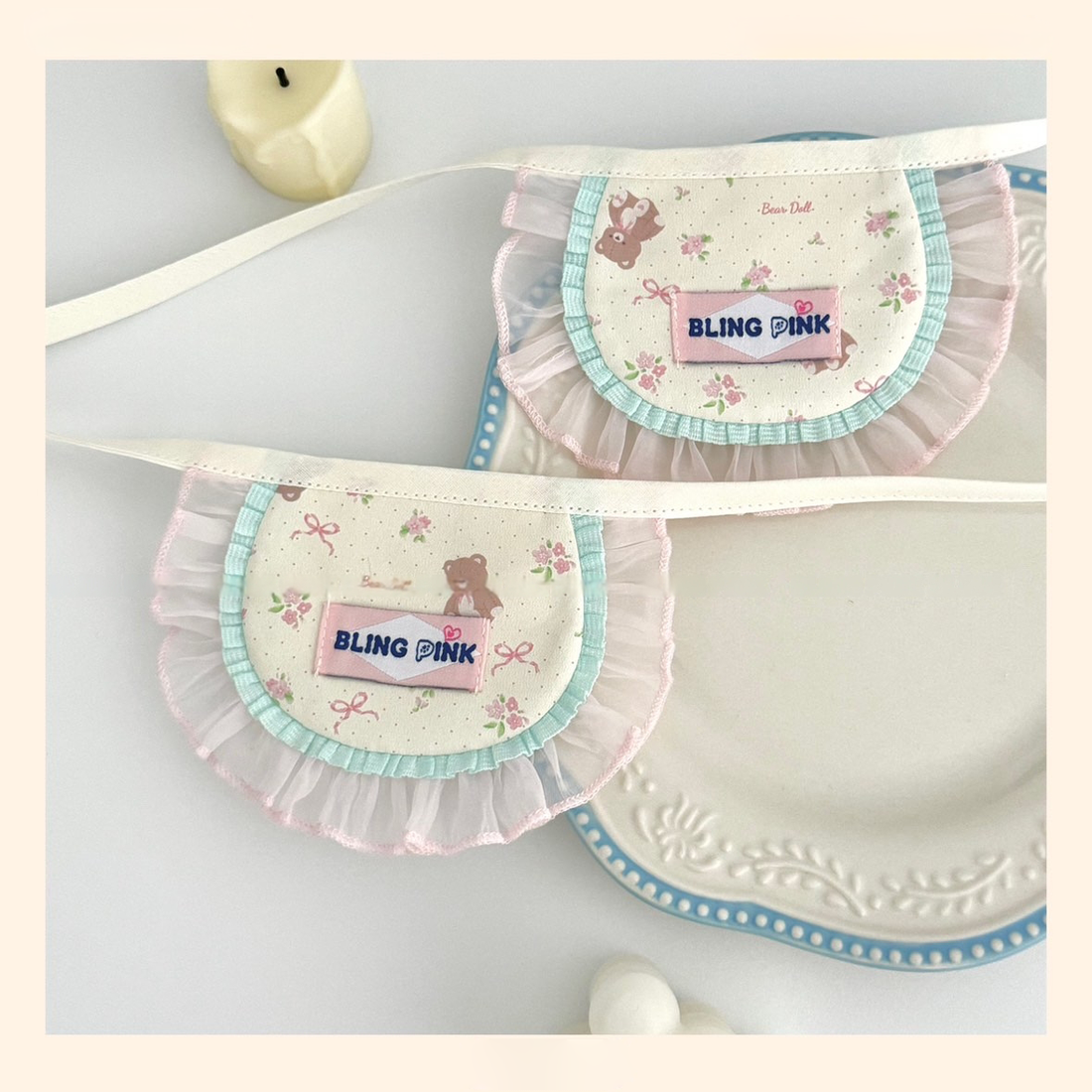 Handmade Pet Bib - Cute Bear Pattern