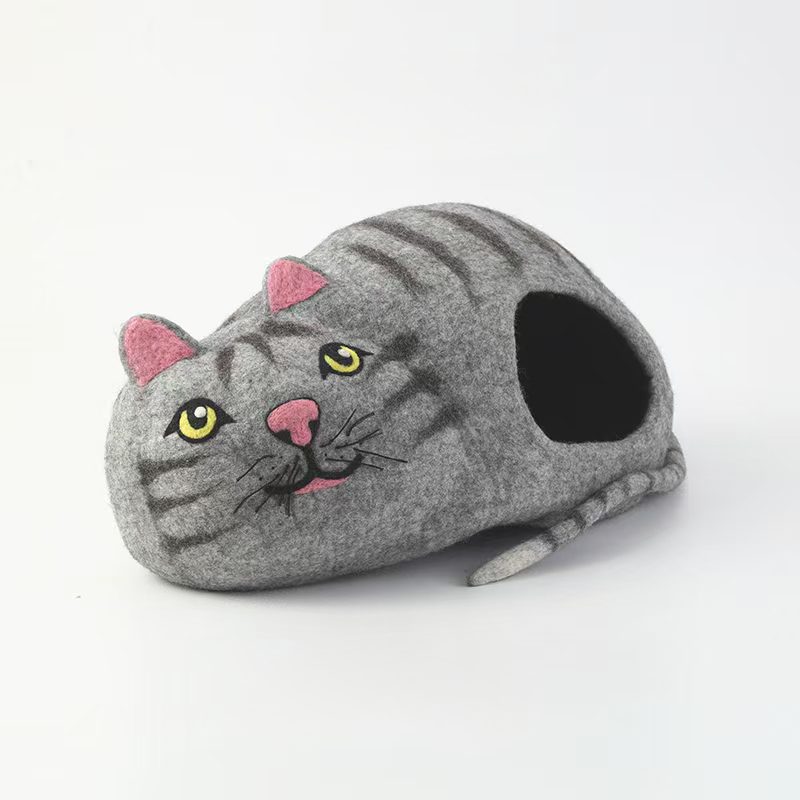 Meow Shaped Wool Cat Cave Cozy Hideaway for Cats