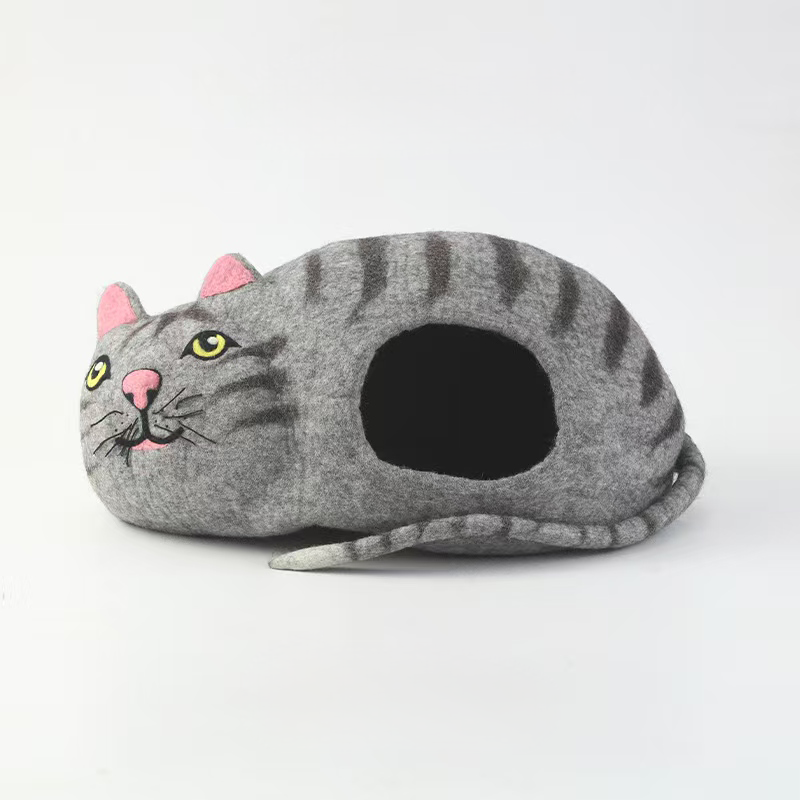 Meow Shaped Wool Cat Cave Cozy Hideaway for Cats