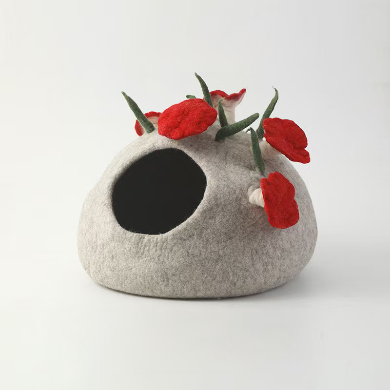 Mushroom Wool Cat Cave Cozy Hideaway for Cats