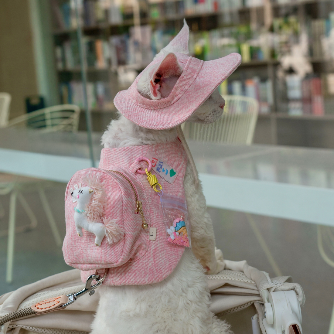 Pink Denim Backpack & Hat