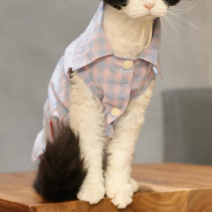 Pink Plaid Tank &amp; Hat+Bandana – Devon/Sphynx Cat Clothes