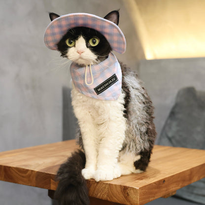 Pink Plaid Tank &amp; Hat+Bandana – Devon/Sphynx Cat Clothes