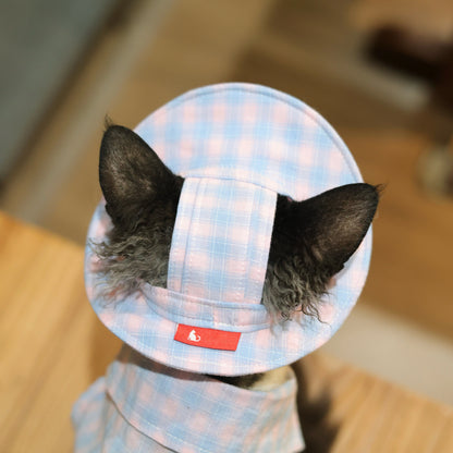 Pink Plaid Tank &amp; Hat+Bandana – Devon/Sphynx Cat Clothes