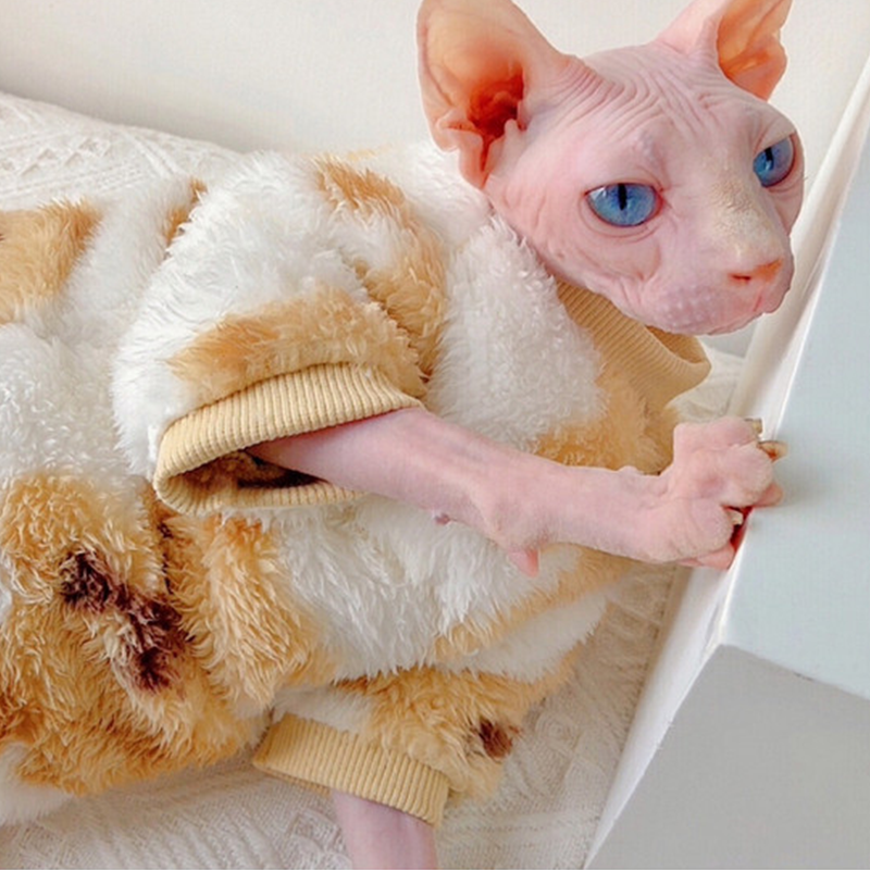 Plush Double-Sided Fleece Little Bear Shirts Sphynx Cat Clothes