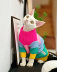 Sphynx Cat Rainbow Knit Sweater – Warm Pullover for Hairless Cats