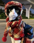 Red Plaid Set DevonRex Sphynx Cat Clothes
