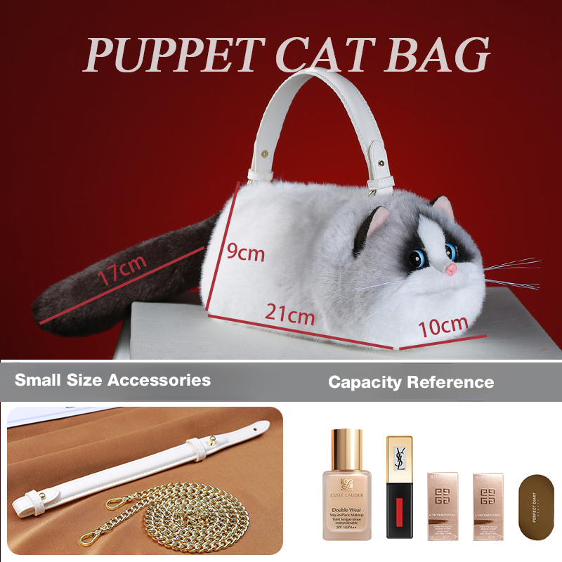 Ragdoll Cat Bag Plush Shoulder Bag for Daily Use