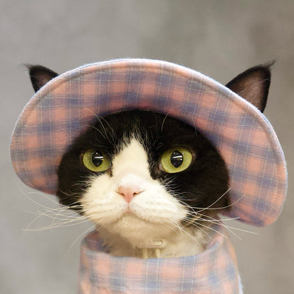 Pink Plaid Tank &amp; Hat+Bandana – Devon/Sphynx Cat Clothes