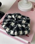 Plaid Wool Beret Hat for Cat Stylish Soft Headwear