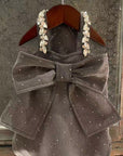Grey British Bow Dress & Crystal Hat Set for Devon Rex & Sphynx Cats