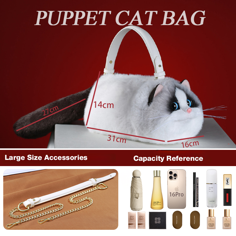 Ragdoll Cat Bag Plush Shoulder Bag for Daily Use